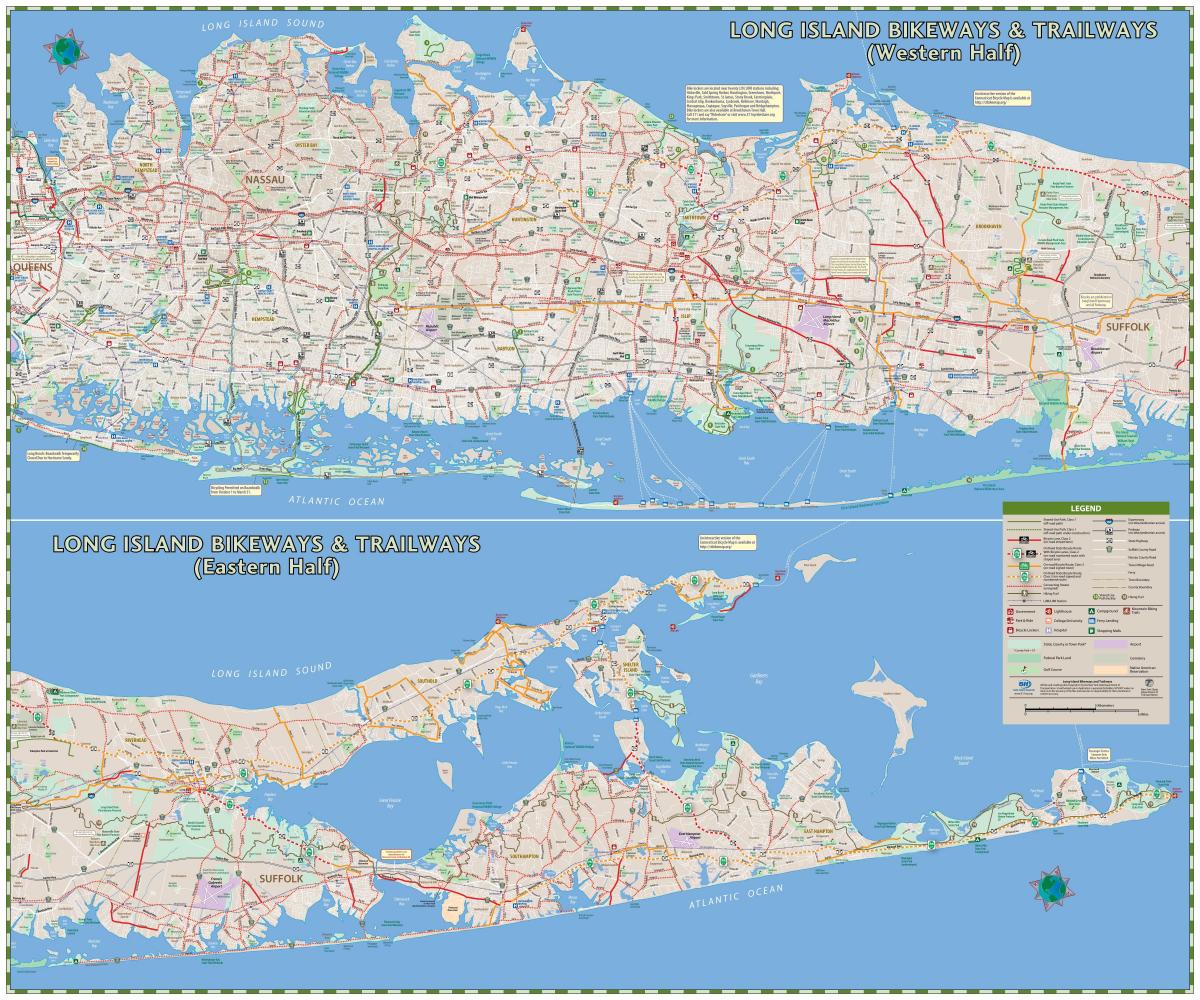 Карта велосипедных дорожек Лонг-Айленда