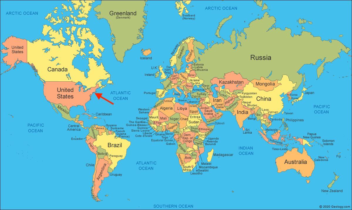 Расположение Лонг-Айленда на карте мира