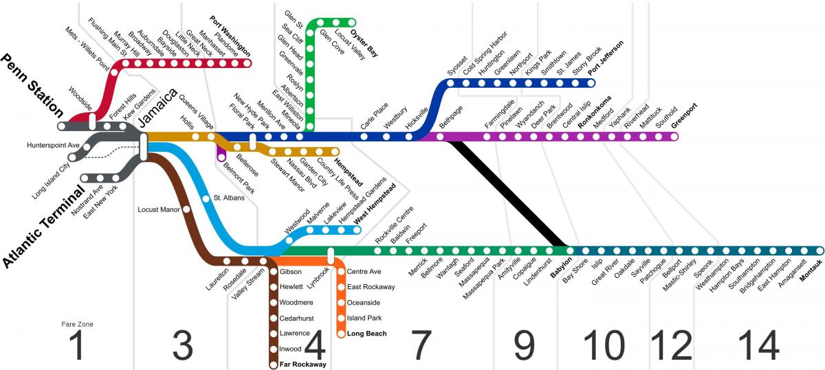 Карта станций метро Лонг-Айленда