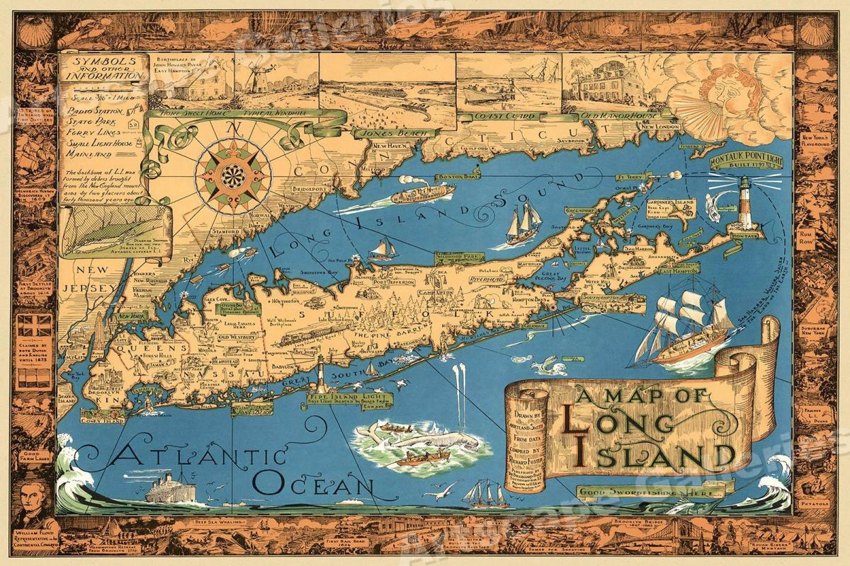 Антикварная карта Лонг-Айленда