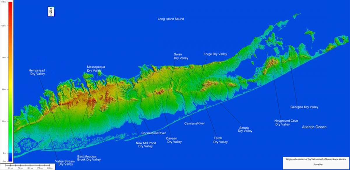 Карта рельефа Лонг-Айленда